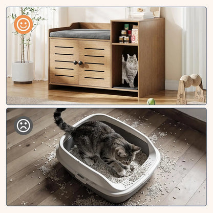 Hidden cat litter box furniture with double doors
