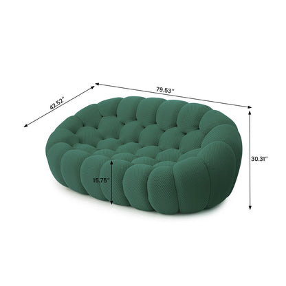 Modern curved boneless loveseat sofa with knitted fabric