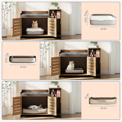 Hidden cat litter box furniture with double doors
