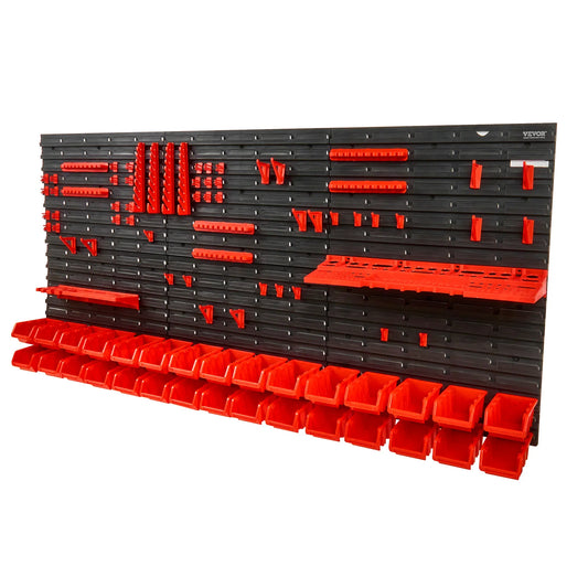 Wall-mounted storage bins and organizer for tools and parts