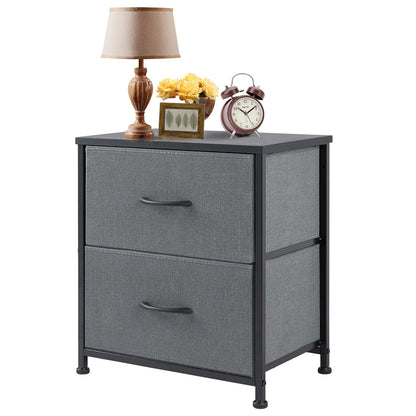 Bedroom nightstand with two fabric storage drawers