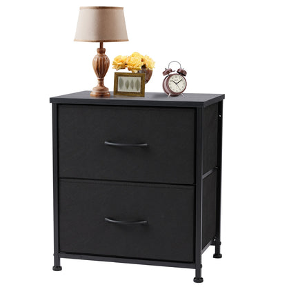 Bedroom nightstand with two fabric storage drawers