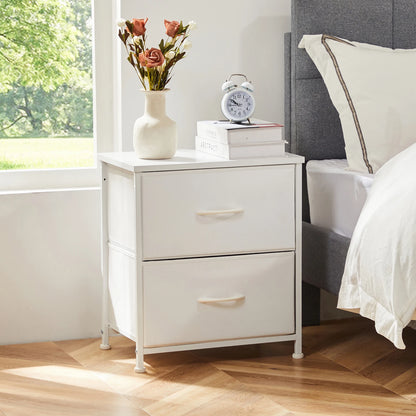 Bedroom nightstand with two fabric storage drawers