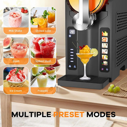 No-ice slushie machine with preset programs