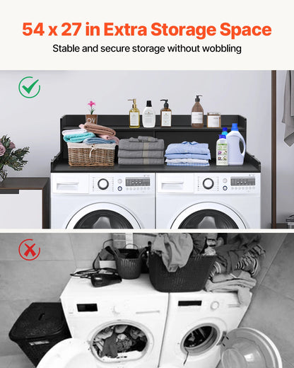Wooden washer dryer countertop with storage drawer