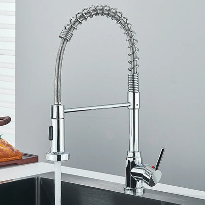 Single handle pull-down kitchen faucet with swivel nozzle