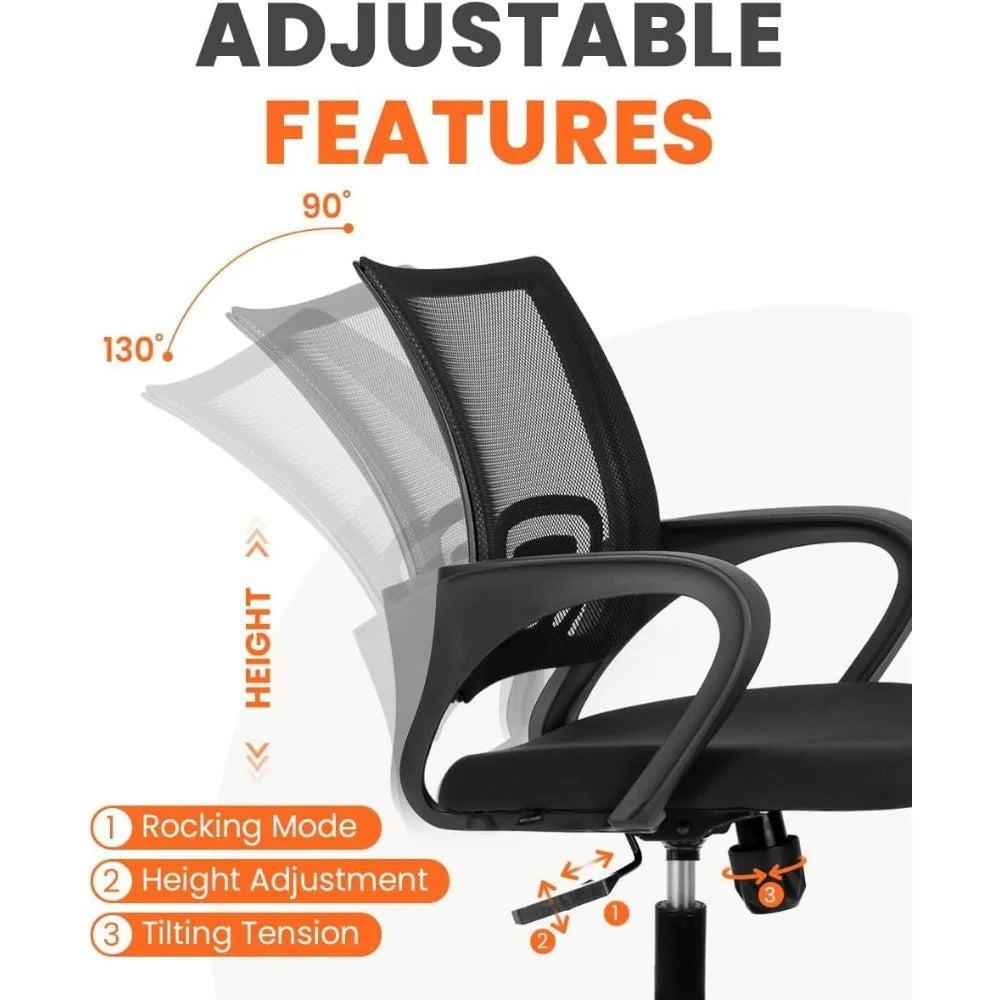 Mid-back mesh office chair with lumbar support