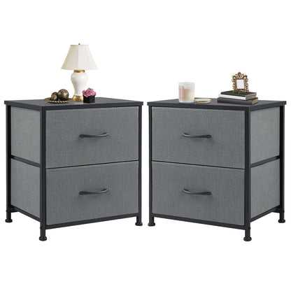 Bedroom nightstand with two fabric storage drawers
