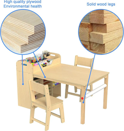 Kids art table and chairs with storage