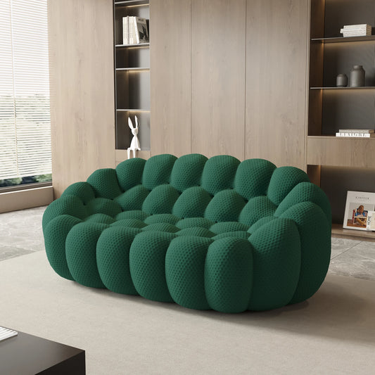 Modern curved boneless loveseat sofa with knitted fabric