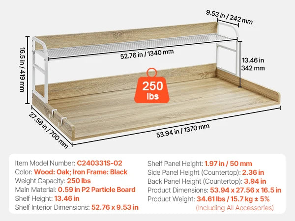 Wooden washer dryer countertop with storage drawer
