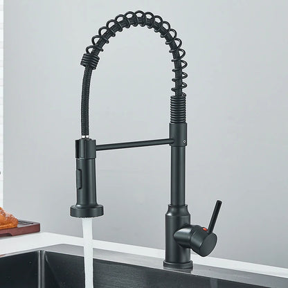 Single handle pull-down kitchen faucet with swivel nozzle