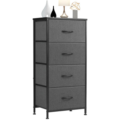Bedroom dresser with four fabric storage drawers