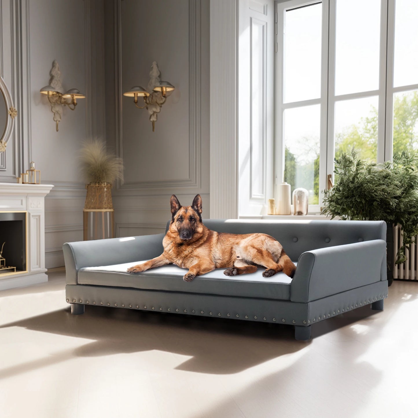 Modern elevated dog sofa bed for medium and large dogs