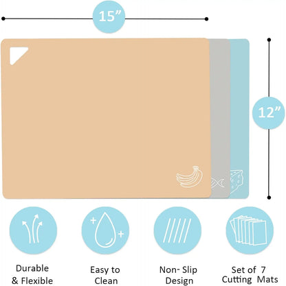 Flexible non-slip cutting board set