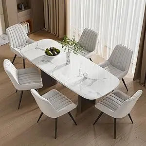 Mid-century modern upholstered dining chairs set of six