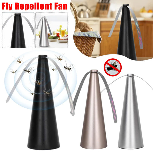 Battery-powered fly repellent fan
