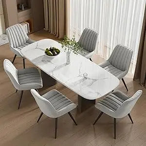 Mid-century modern upholstered dining chairs set of six