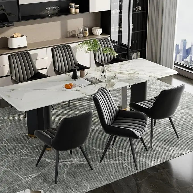 Mid-century modern upholstered dining chairs set of six