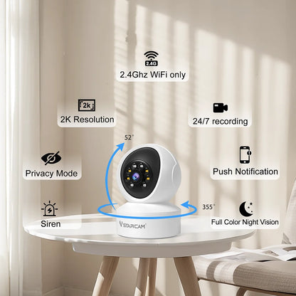 360° indoor security camera with night vision
