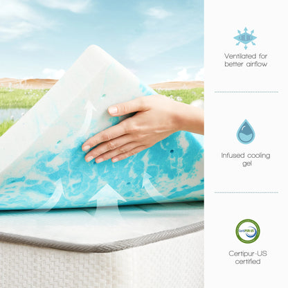 Soft gel cooling memory foam mattress topper