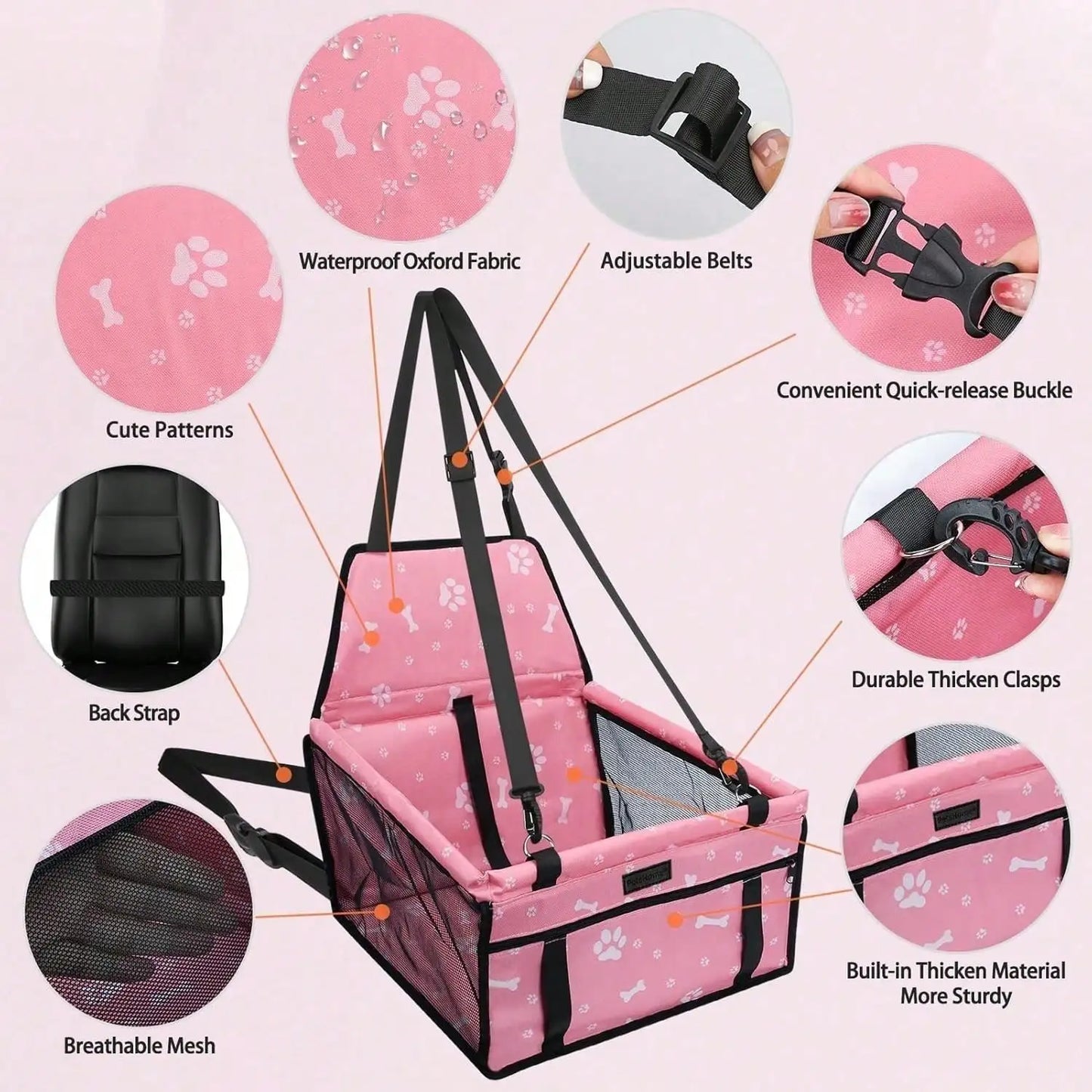 Foldable waterproof dog booster car seat
