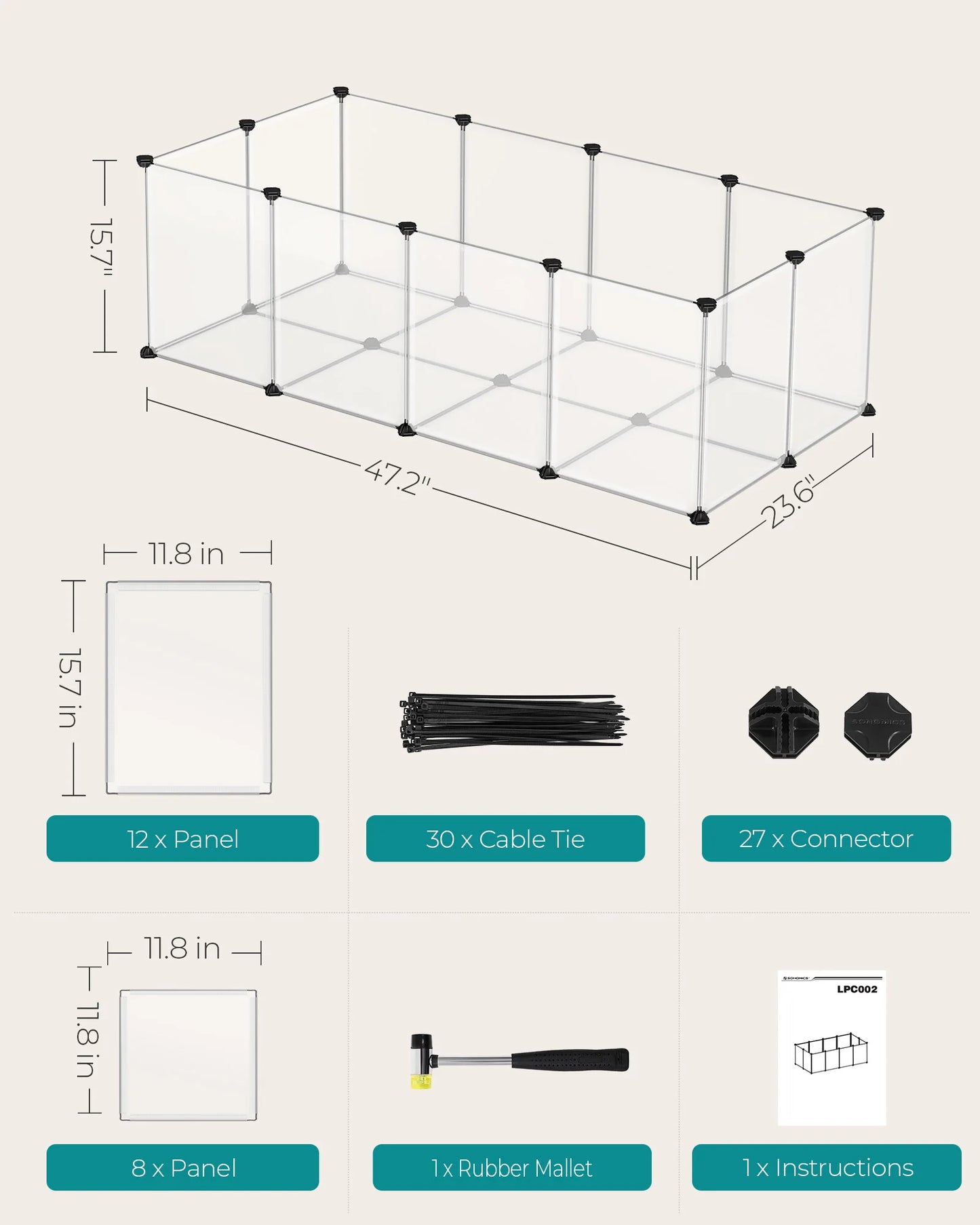 20-panel indoor pet playpen with floor mat