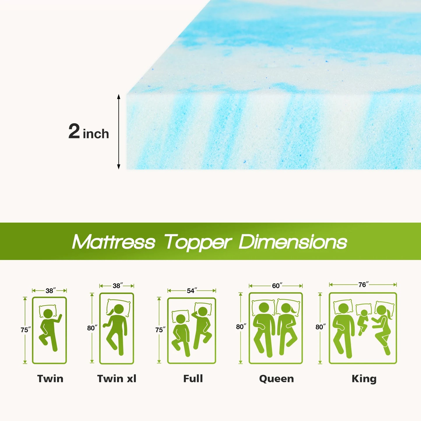 Soft gel cooling memory foam mattress topper