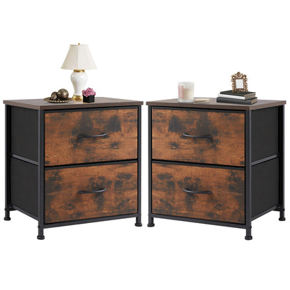 Bedroom nightstand with two fabric storage drawers