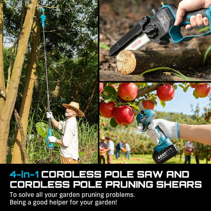 3-in-1 telescoping electric pruning and chainsaw tool