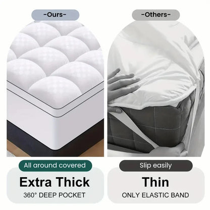 Extra thick cooling mattress topper with deep pockets