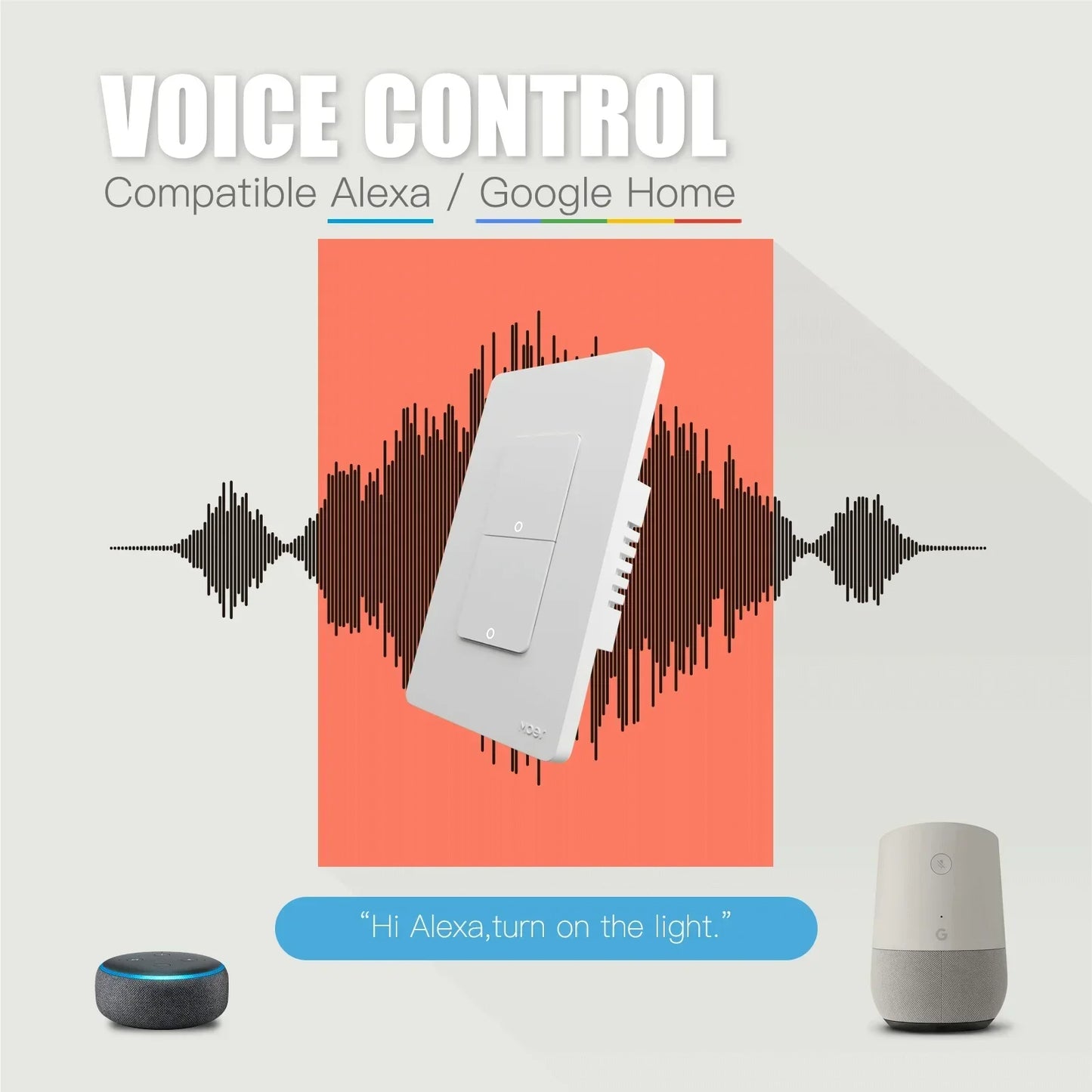 Smart ZigBee wall light switch for Alexa and Google Home