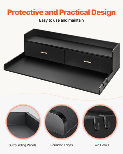 Wooden washer dryer countertop with storage drawer