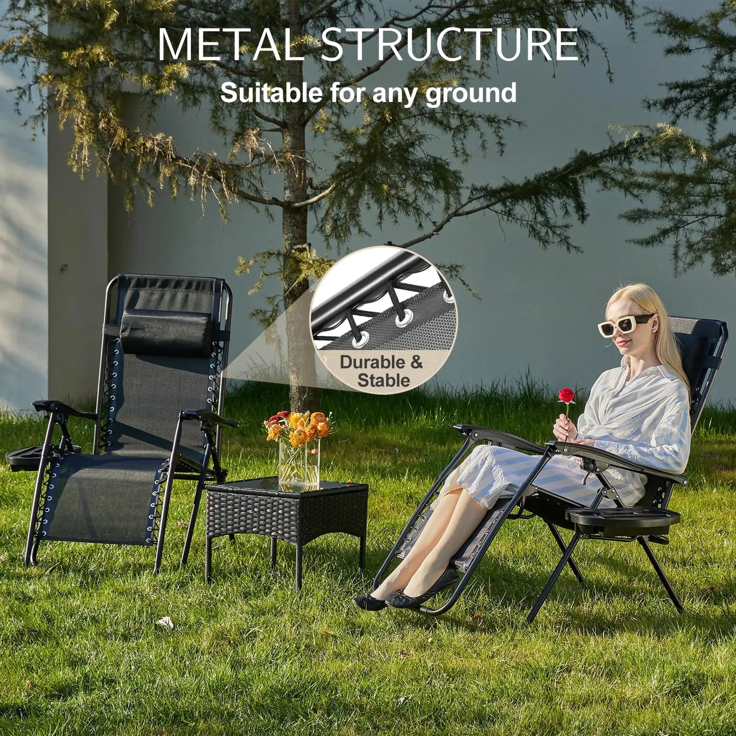 Set of two zero gravity recliner lounge chairs