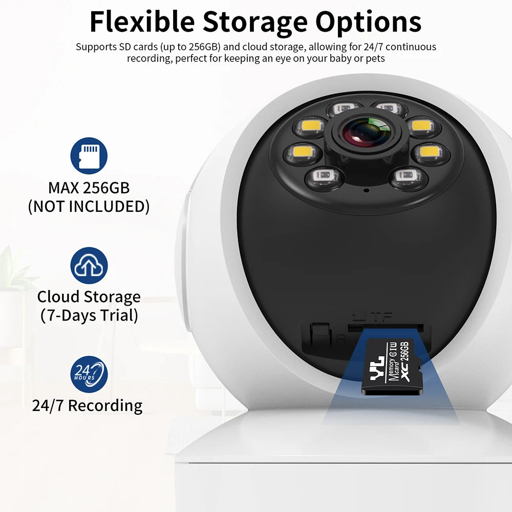 360° indoor security camera with night vision