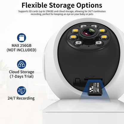 360° indoor security camera with night vision