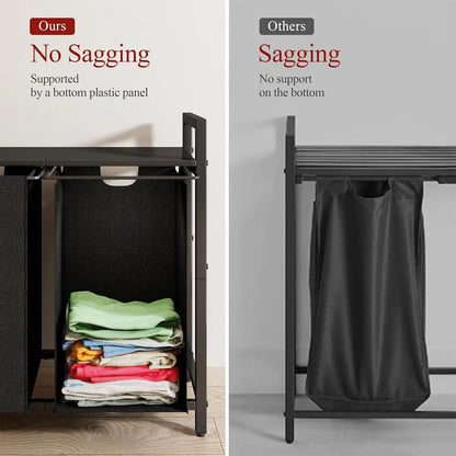 Dual compartment laundry hamper with storage shelf