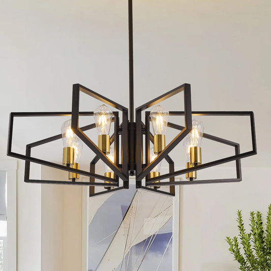 Modern geometric chandelier with adjustable hanging height
