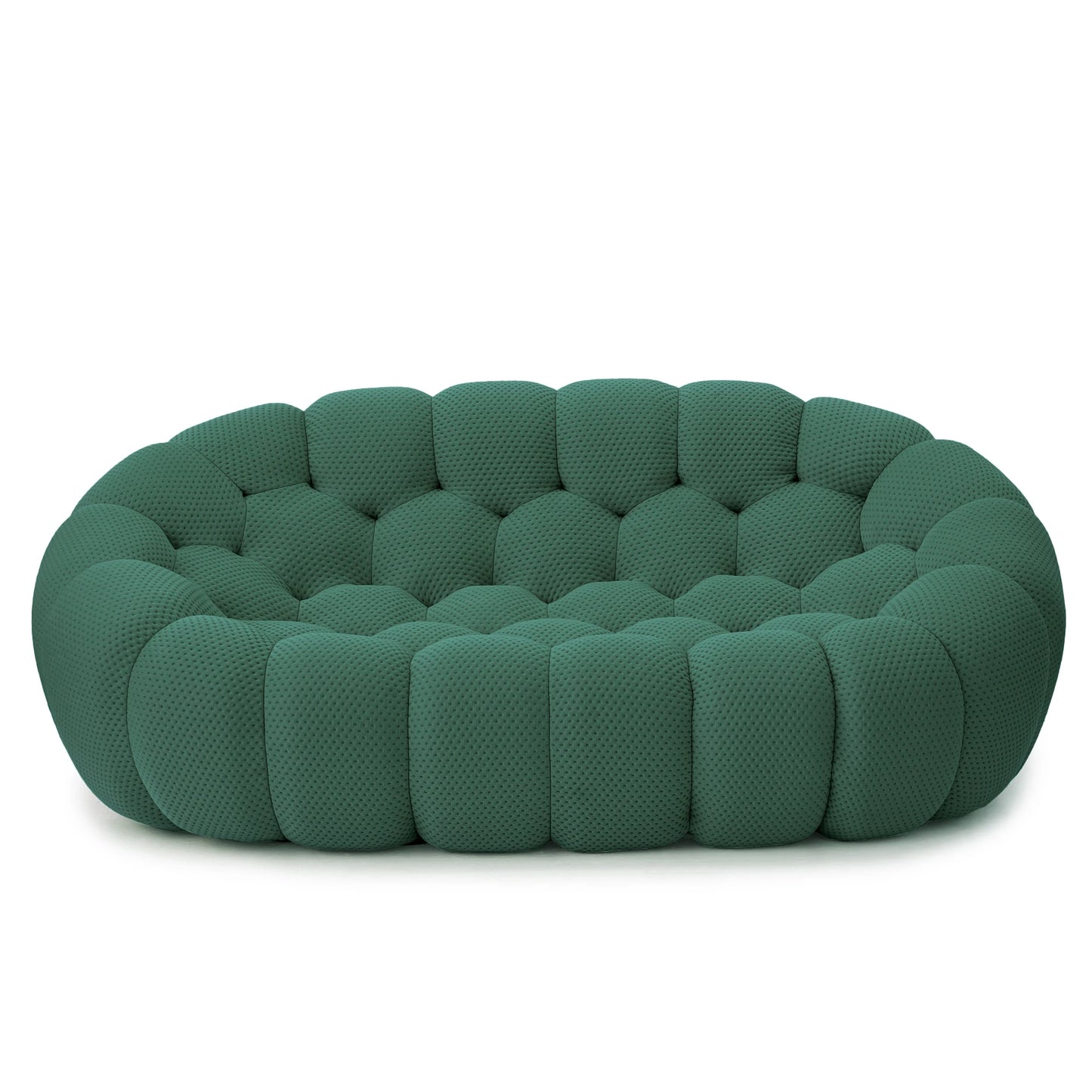 Modern curved boneless loveseat sofa with knitted fabric