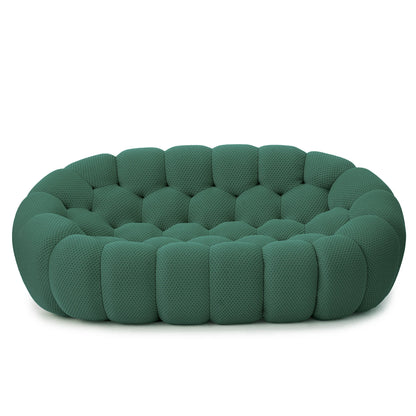 Modern curved boneless loveseat sofa with knitted fabric