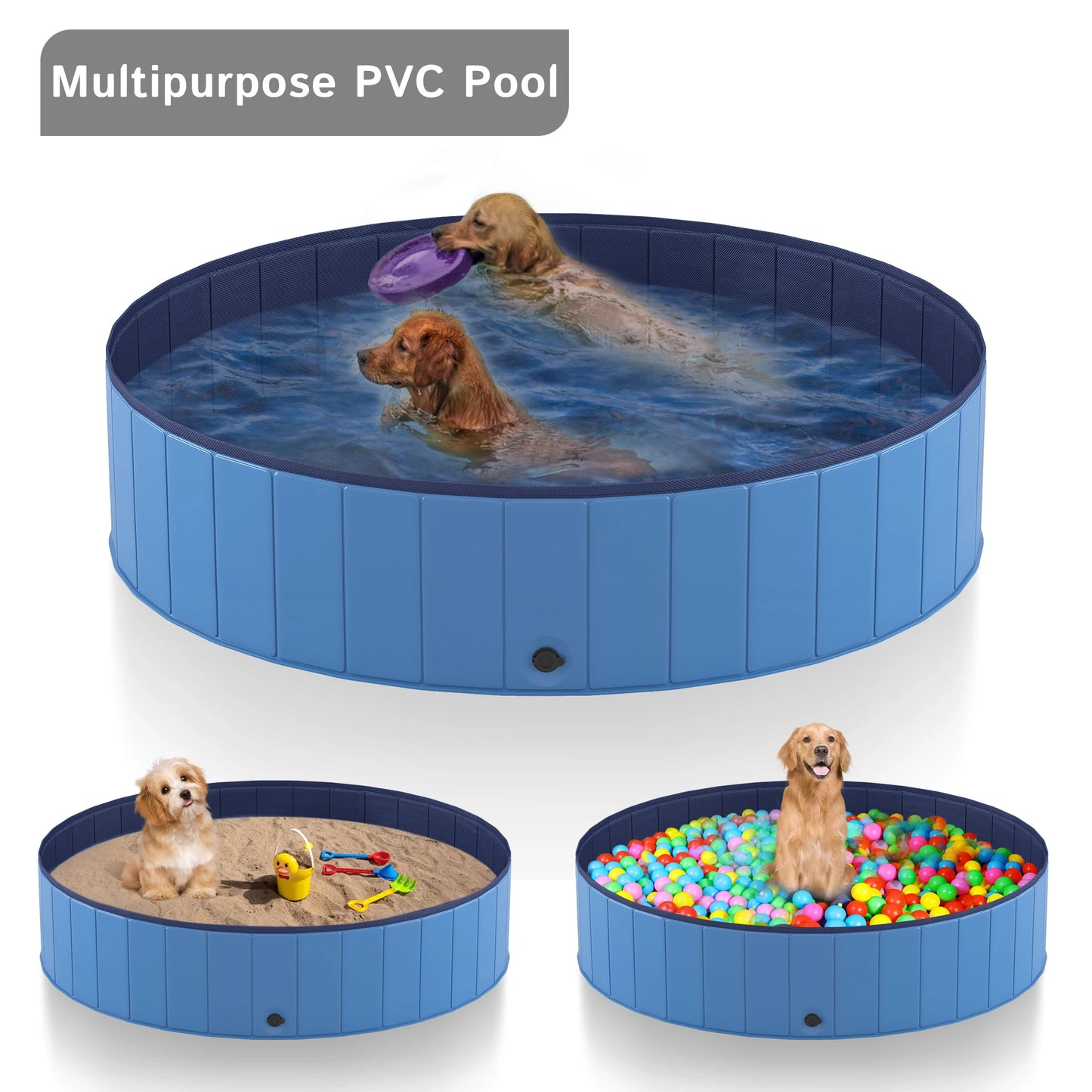 Foldable anti-slip portable pet swimming pool