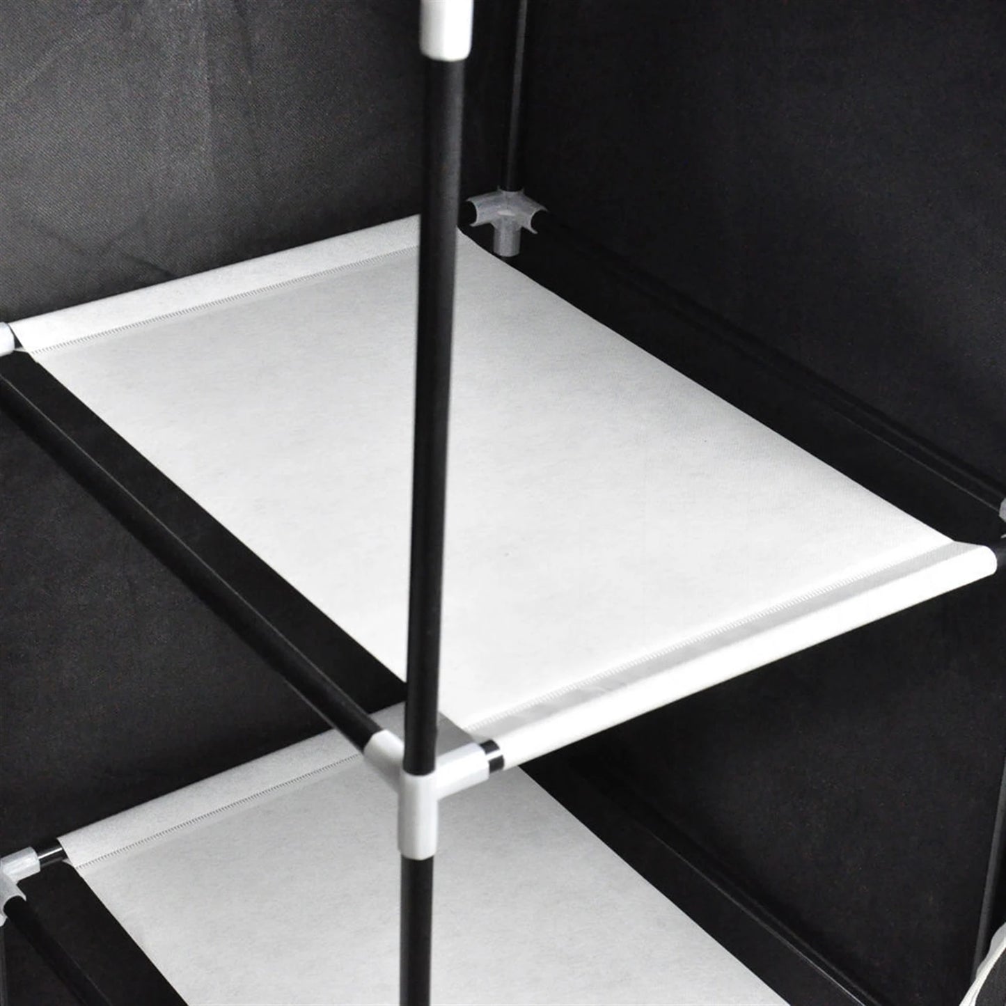 Portable wardrobe closet rack with storage shelves