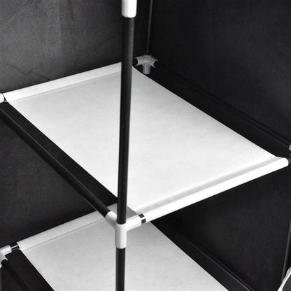 Portable wardrobe closet rack with storage shelves
