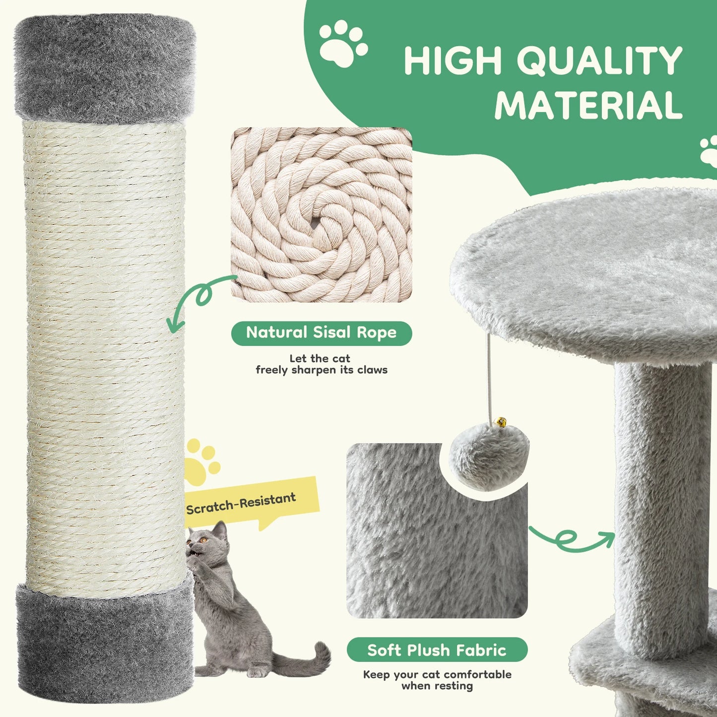 Tall multi-level cat tree with posts