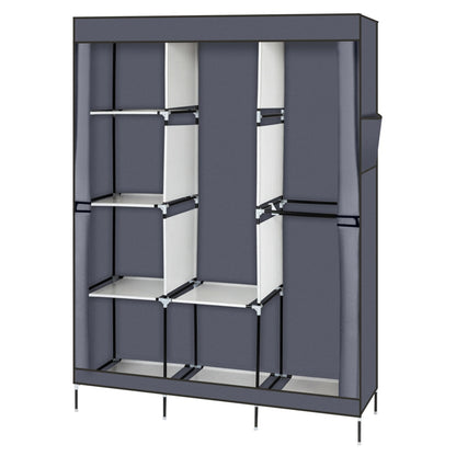 Portable wardrobe closet rack with storage shelves
