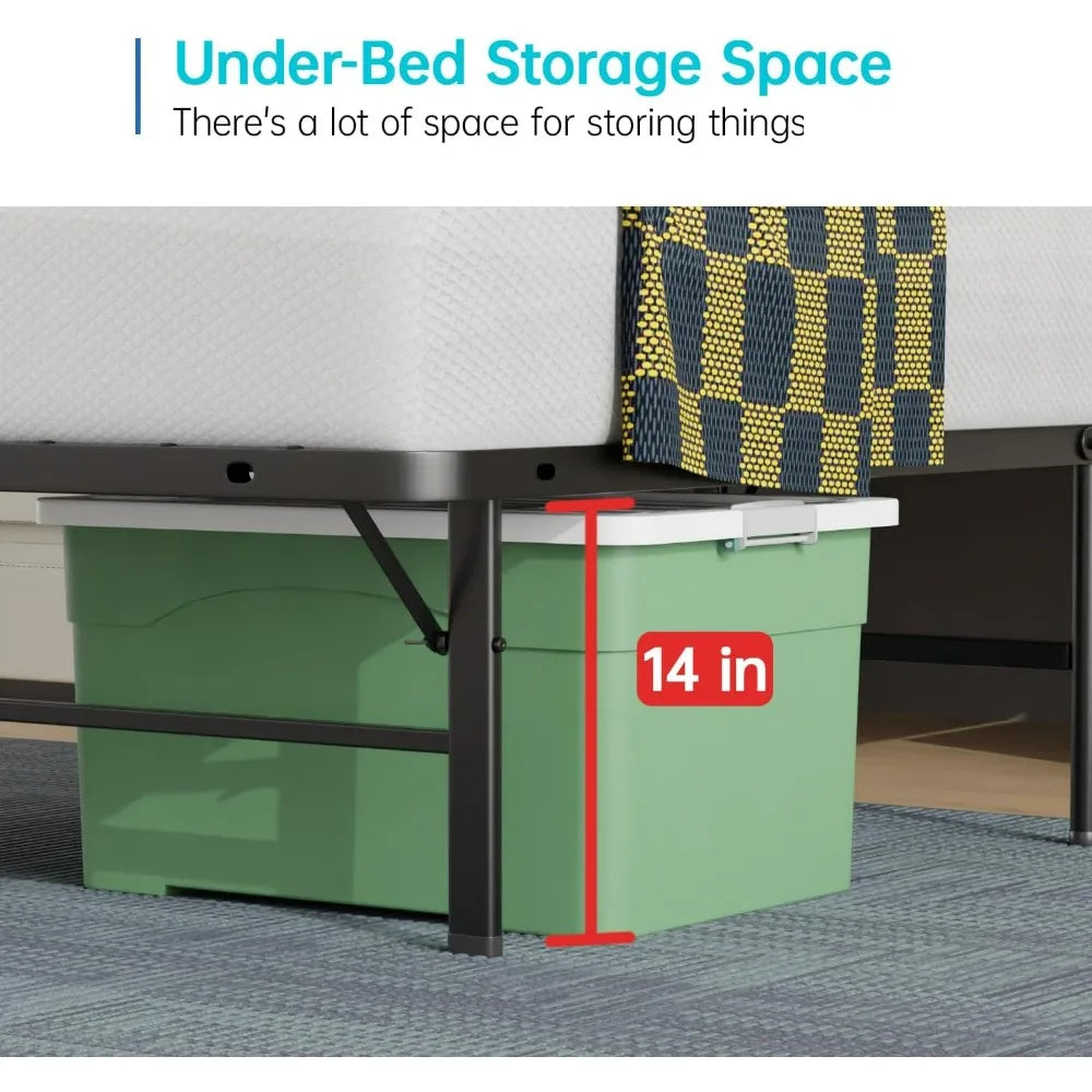 Foldable twin metal bed frame with storage