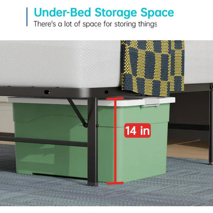 Foldable twin metal bed frame with storage