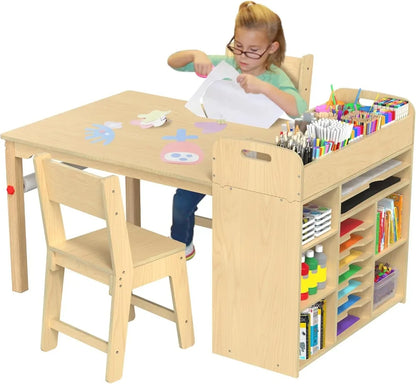 Kids art table and chairs with storage