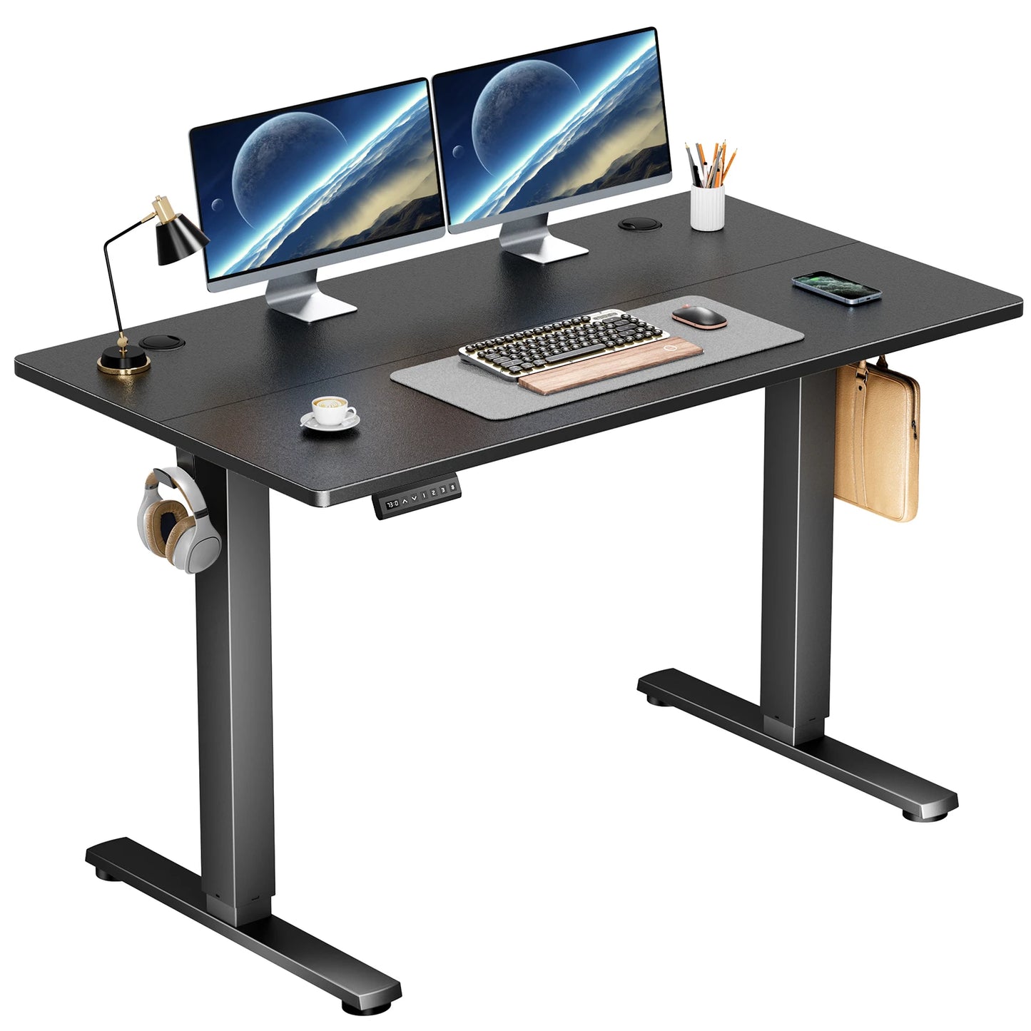 Height adjustable electric standing desk workstation