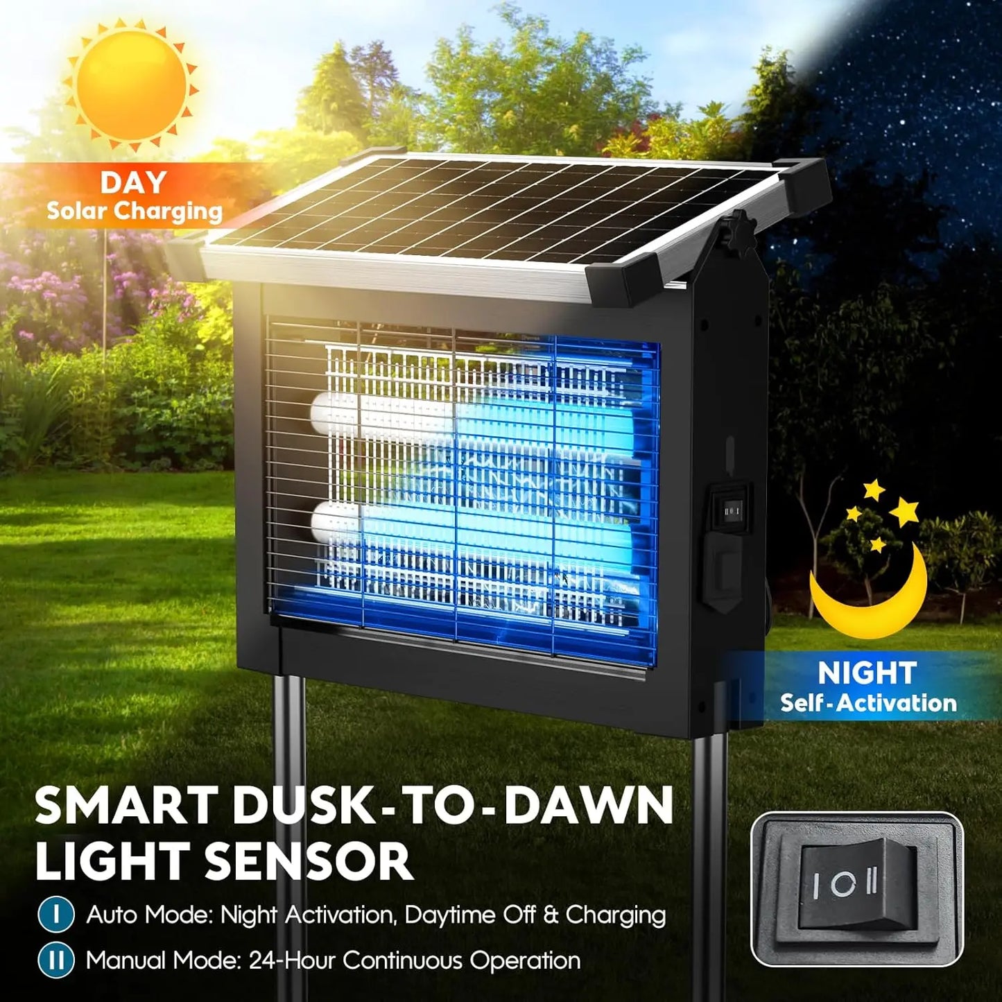 Solar bug zapper with waterproof design